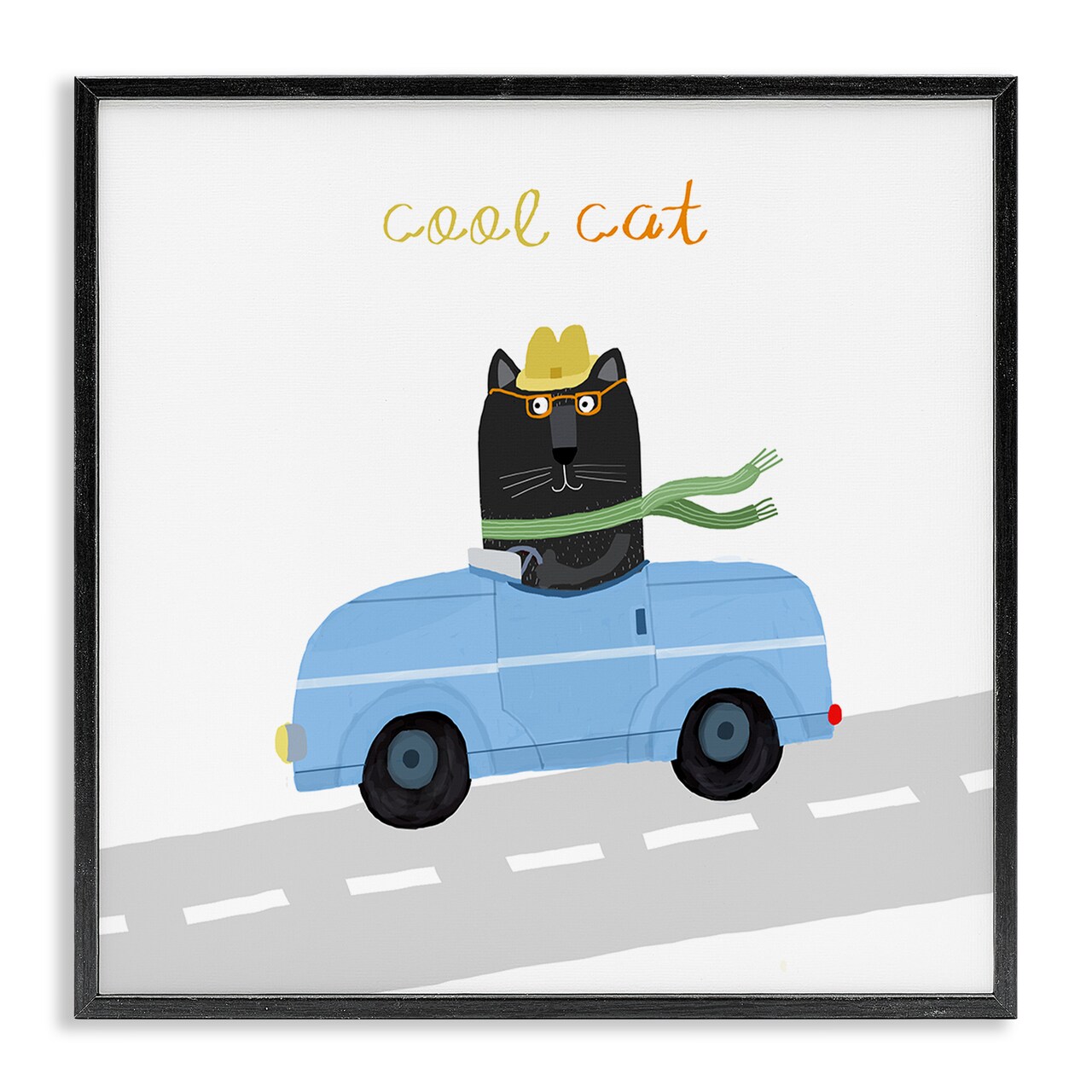 Stupell Industries Cool Cat in Car Framed Giclee By Carla Daly